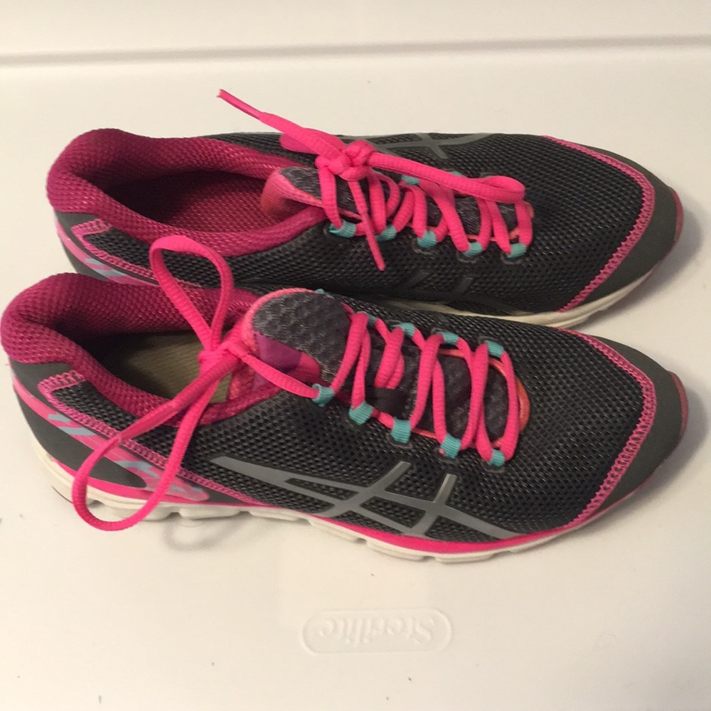 Gray and pink ASICS walking shoes, 6. Worn once